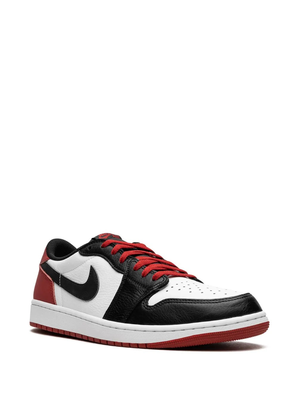 Nike Air Jordan 1 Low Black Red front view – men's authentic Nike footwear at Vorah Pakistan